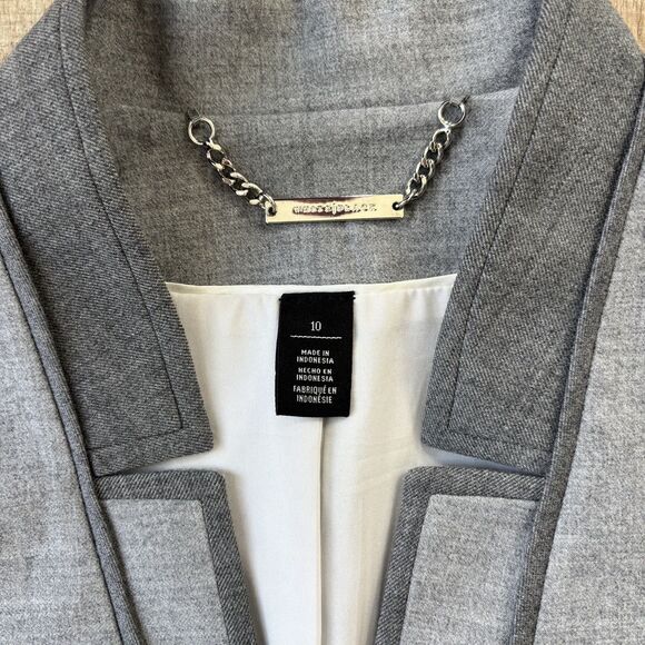 White House Black Market Womens Gray Colorblock Wool Blend Blazer Size 10 Office - Picture 8 of 16